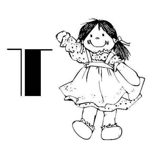 immagine alfabeto bambolina da colorare