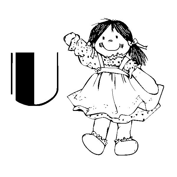 immagine alfabeto bambolina da colorare