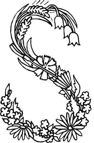 immagine alfabeto fiori foglie da colorare