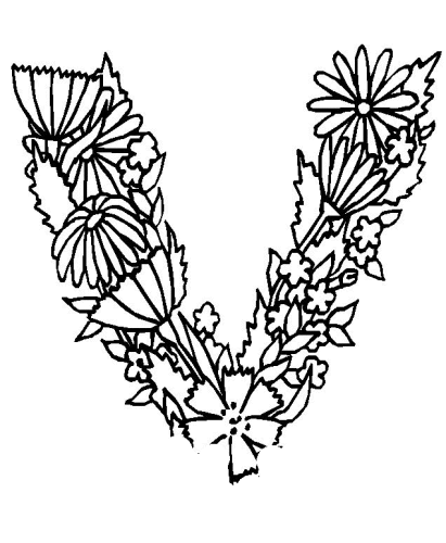 immagine alfabeto fiori foglie da colorare