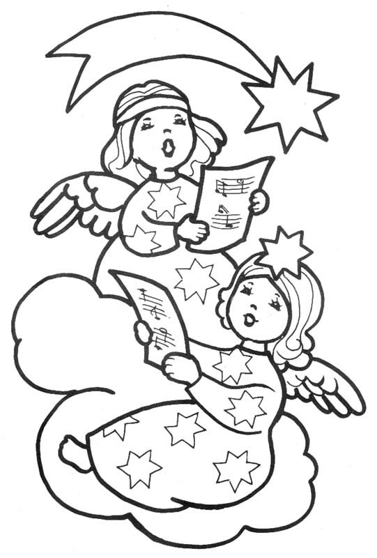 immagine angeli natale da colorare