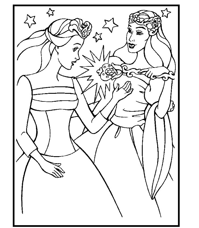 immagine barbie lago cigni da colorare