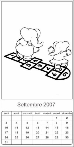 immagine calendari babar 2007 da colorare