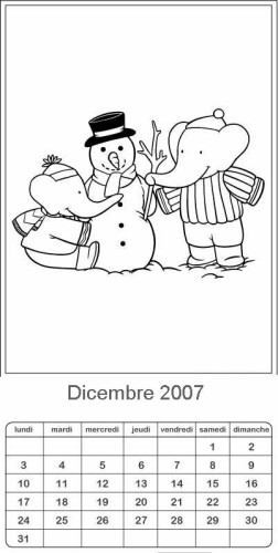 immagine calendari babar 2007 da colorare