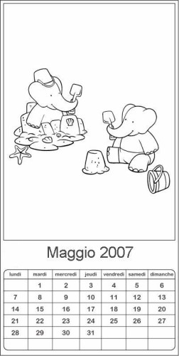 immagine calendari babar 2007 da colorare