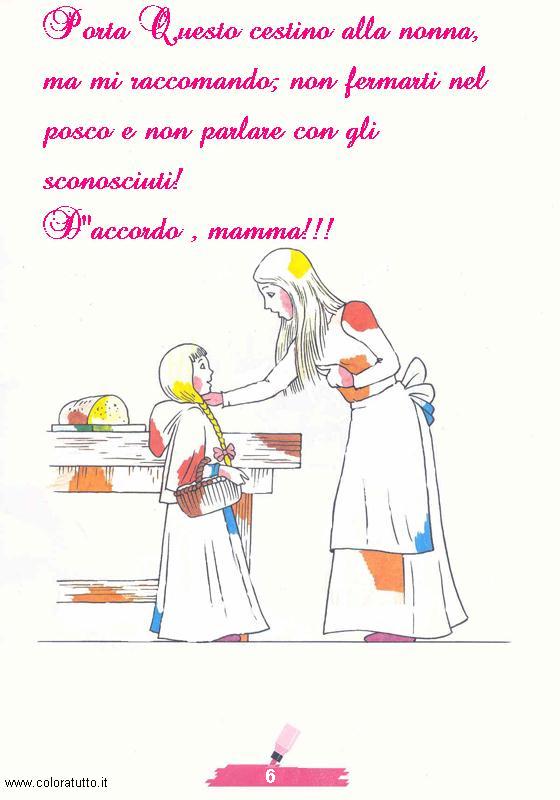 immagine colora fiaba cappuccetto rosso da colorare