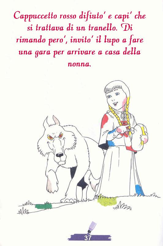 immagine colora fiaba cappuccetto rosso da colorare