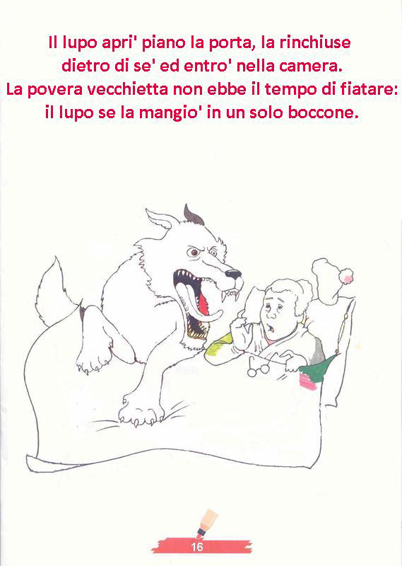 immagine colora fiaba cappuccetto rosso da colorare