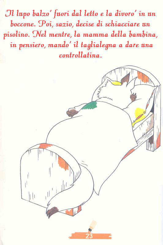 immagine colora fiaba cappuccetto rosso da colorare