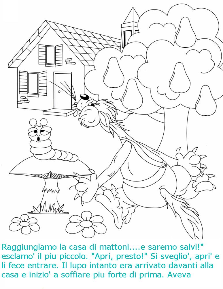 immagine colora fiaba tre porcellini da colorare