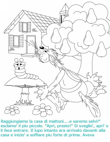 immagine colora fiaba tre porcellini da colorare