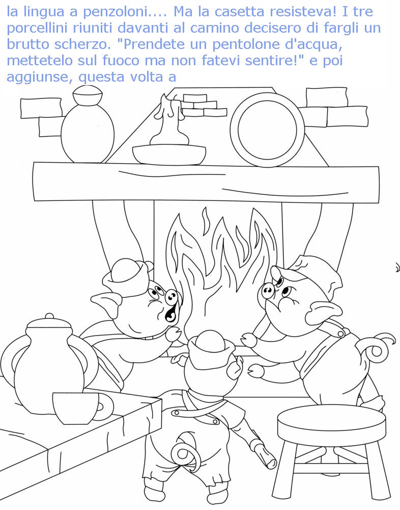 immagine colora fiaba tre porcellini da colorare