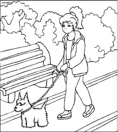 immagine persone con animali da colorare