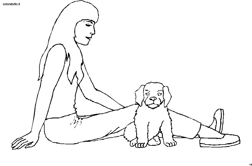 immagine persone con animali da colorare