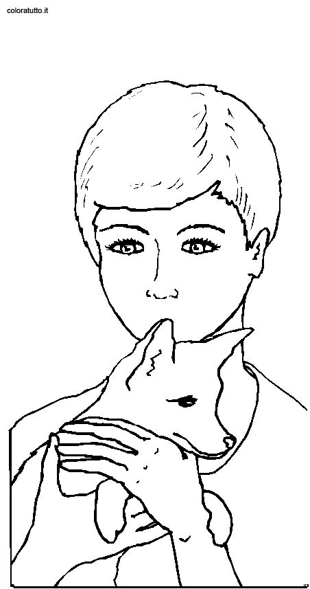 immagine persone con animali da colorare