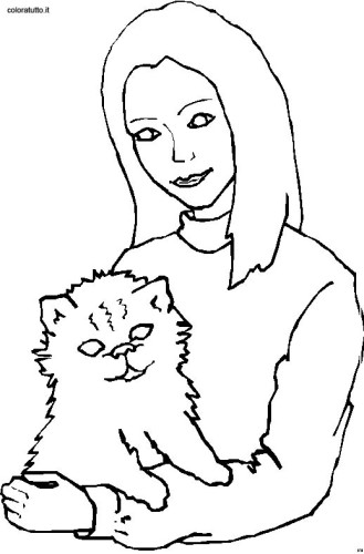 immagine persone con animali da colorare