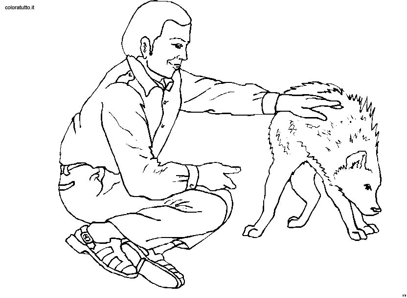 immagine persone con animali da colorare