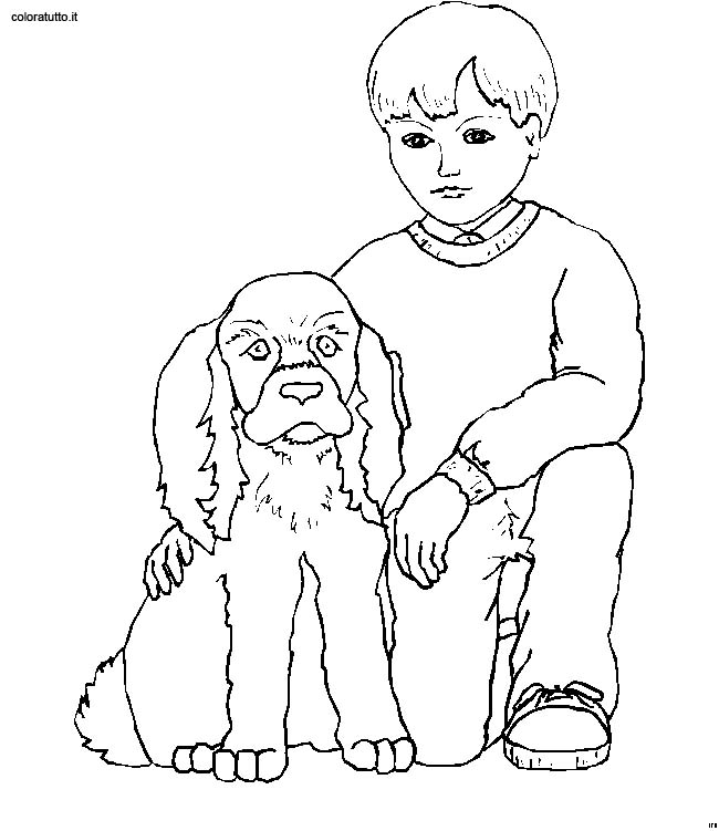 immagine persone con animali da colorare