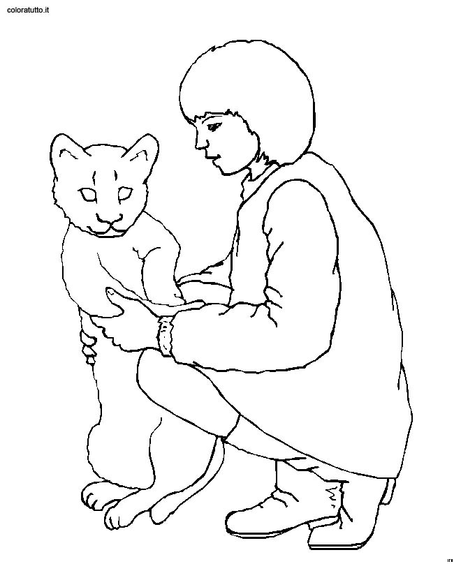 immagine persone con animali da colorare