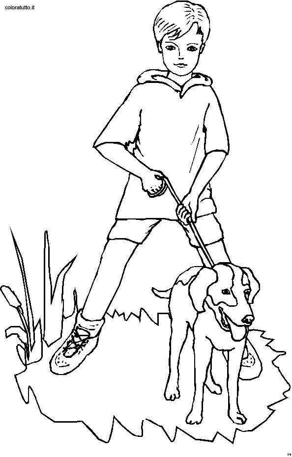 immagine persone con animali da colorare