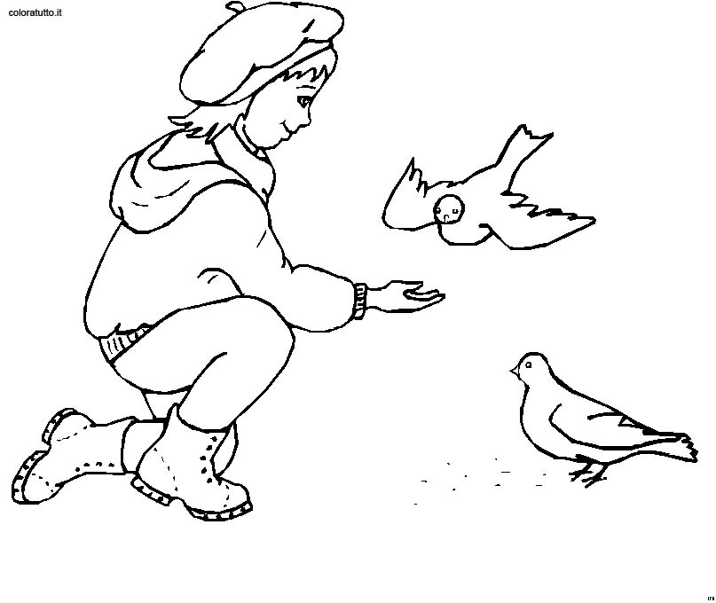 immagine persone con animali da colorare