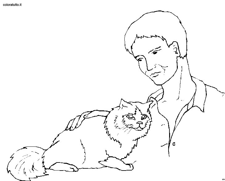 immagine persone con animali da colorare
