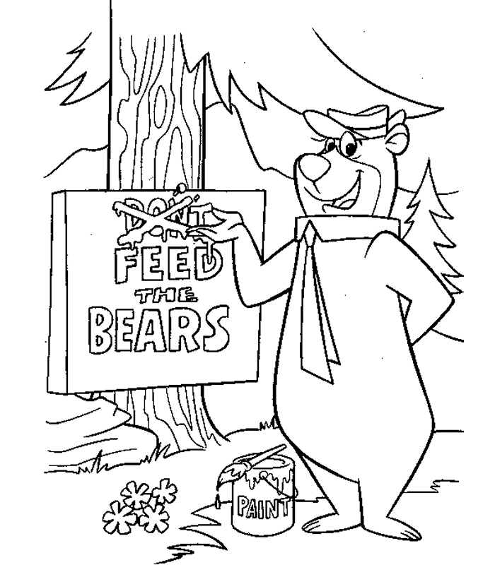 immagine yoghi bubu da colorare