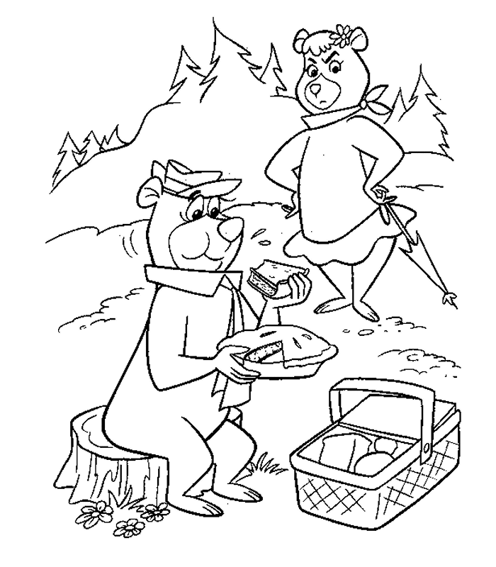 immagine yoghi bubu da colorare