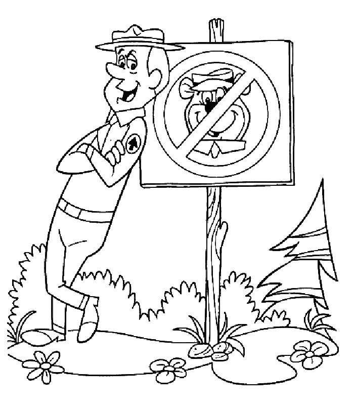 immagine yoghi bubu da colorare